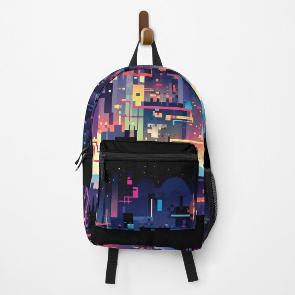 Item preview, Rainbow modern city made from a collage of sparsely arranged rectangular paper cut-outs in bright colors, Abstract Inspirations 4 designed and sold by Gabi.Media.