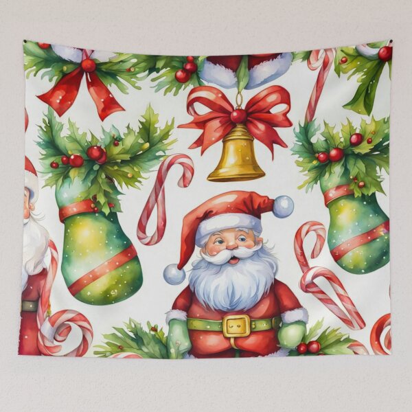 Item preview, Watercolor Christmas Pattern In White Background - Papa Noel - Holly Jolly - Joyeux Noel - Merry Christmas designed and sold by MyArt23.