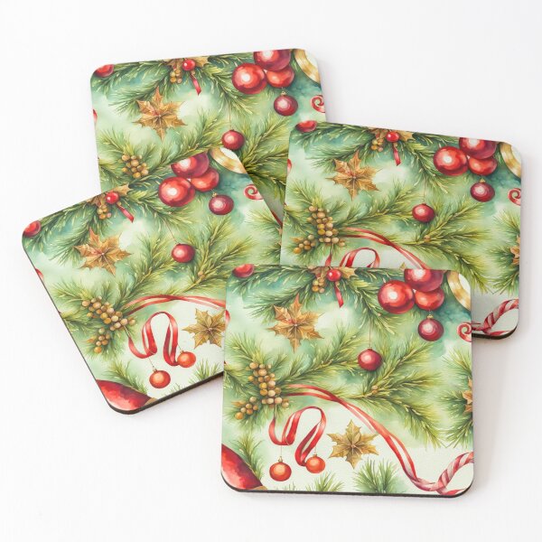 Artikelvorschau, Aquarell-Weihnachtsmuster – Papa Noel – Holly Jolly – Joyeux Noel – Frohe Weihnachten entworfen und verkauft von MyArt23.