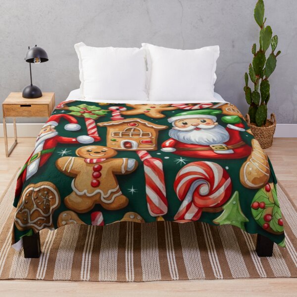 Item preview, Watercolor Christmas Pattern in Green Background - Papa Noel - Holly Jolly - Joyeux Noel - Merry Christmas designed and sold by MyArt23.