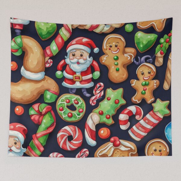 Item preview, Watercolor Christmas Pattern in Black Background - Papa Noel - Holly Jolly - Joyeux Noel - Merry Christmas designed and sold by MyArt23.