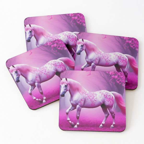 Item preview, Mystical pink horse in a fantasy forest designed and sold by Ilaurentina.