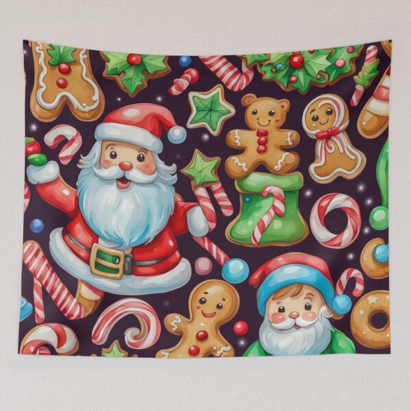 Item preview, Watercolor Christmas Pattern in Black Background - Papa Noel - Holly Jolly - Joyeux Noel - Merry Christmas designed and sold by MyArt23.