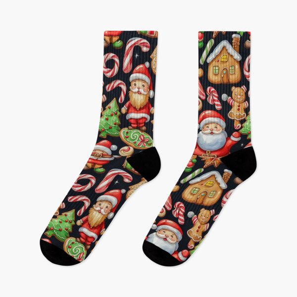 Item preview, Watercolor Christmas Pattern in Black Background - Papa Noel - Holly Jolly - Joyeux Noel - Merry Christmas designed and sold by MyArt23.