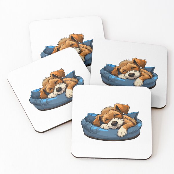 Item preview, Tranquil Terrier Siesta - Grey & Brown Pup on Soft Blue Couch designed and sold by PureGlee.