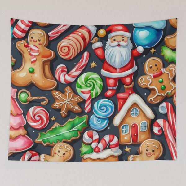 Item preview, Watercolor Christmas Pattern in Black Background - Papa Noel - Holly Jolly - Joyeux Noel - Merry Christmas designed and sold by MyArt23.