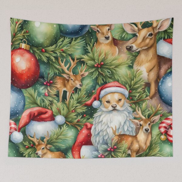 Item preview, Watercolor Christmas Pattern in Pastel Green Background - Papa Noel - Holly Jolly - Joyeux Noel - Merry Christmas designed and sold by MyArt23.