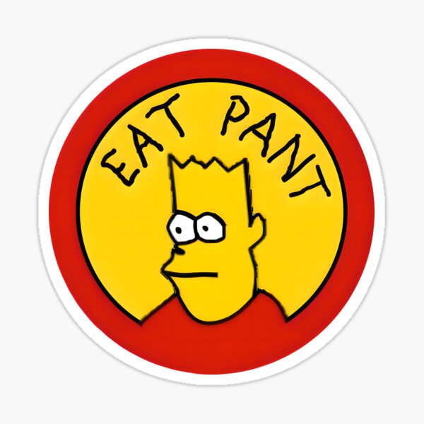 Vista previa del artículo con la obra «Comer pantalón Bart meme logo dibujar escrito a mano», diseñado y vendido por ChataMaroon.