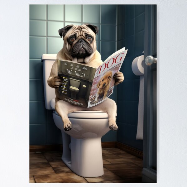 Item preview, Pug Dog on the Toilet designed and sold by Craig Doogan Prints.
