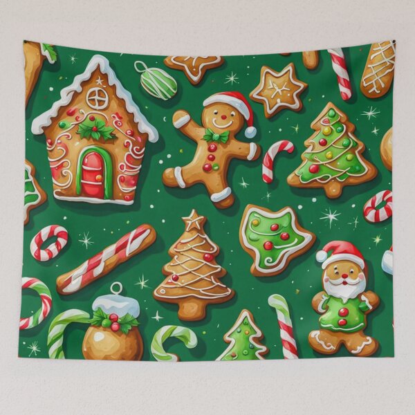 Item preview, Watercolor Christmas Pattern in Green Background - Papa Noel - Holly Jolly - Joyeux Noel - Merry Christmas designed and sold by MyArt23.