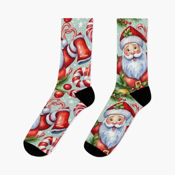Item preview, Watercolor Christmas Pattern in Blue Background - Papa Noel - Holly Jolly - Joyeux Noel - Merry Christmas designed and sold by MyArt23.
