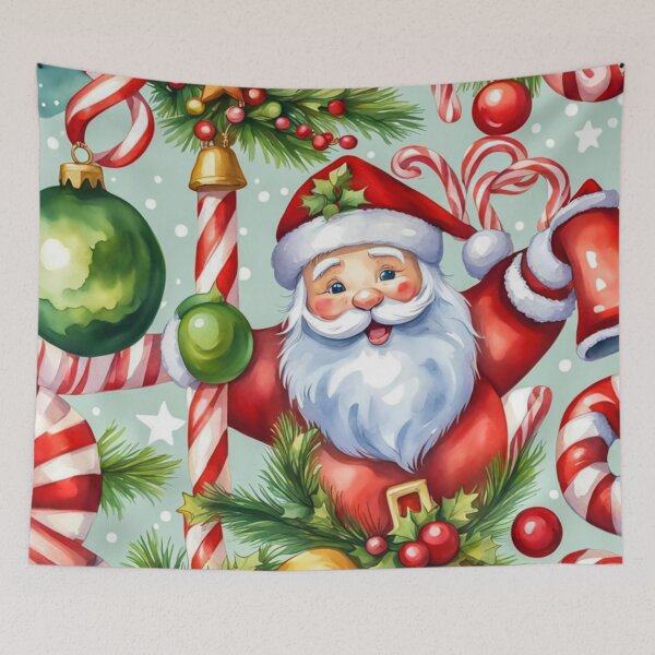 Item preview, Watercolor Christmas Pattern in Blue Background - Papa Noel - Holly Jolly - Joyeux Noel - Merry Christmas designed and sold by MyArt23.