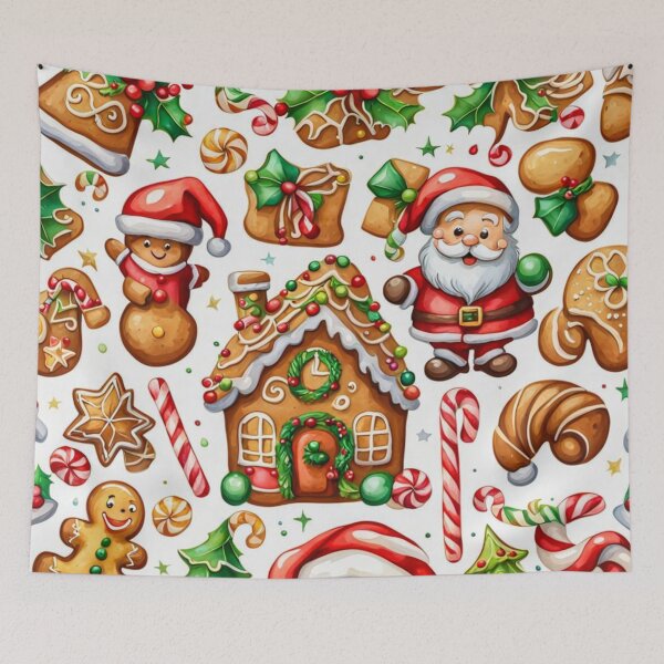 Item preview, Watercolor Christmas Pattern in White Background - Papa Noel - Holly Jolly - Joyeux Noel - Merry Christmas designed and sold by MyArt23.