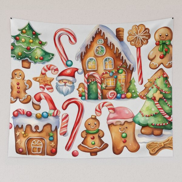 Item preview, Watercolor Christmas Pattern in White Background - Papa Noel - Holly Jolly - Joyeux Noel - Merry Christmas designed and sold by MyArt23.