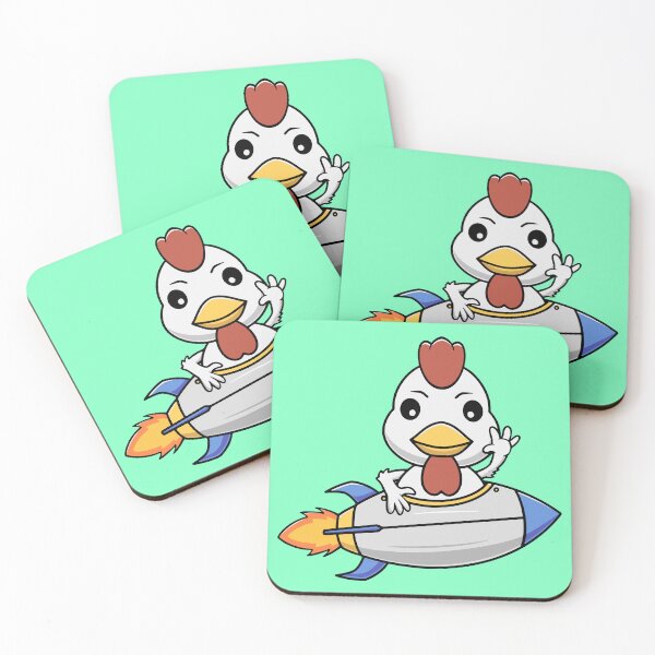 Item preview, Cute chicken riding rocket cartoon illustration designed and sold by cubbone.