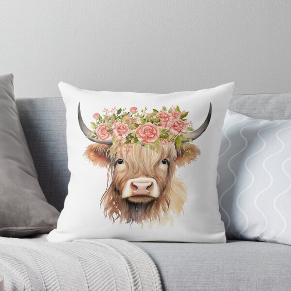 Item preview, Vaca bebé de las tierras altas con flores designed and sold by LionessLove.