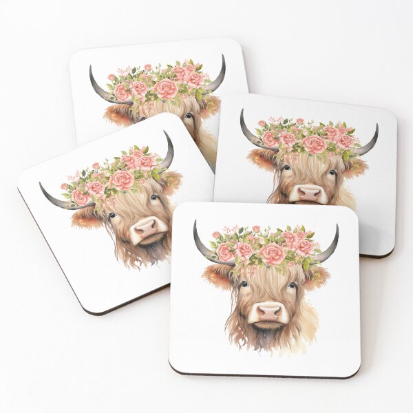 Item preview, Highland Baby Cow With Flowers designed and sold by LionessLove.