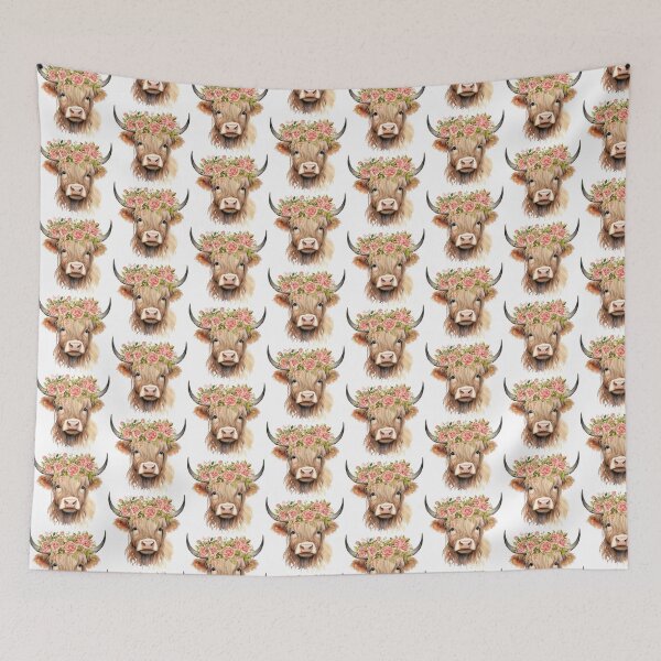 Item preview, Highland Baby Cow With Flowers designed and sold by LionessLove.