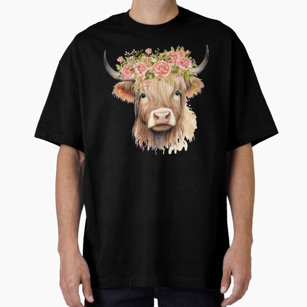 Item preview, Highland Baby Cow With Flowers designed and sold by LionessLove.