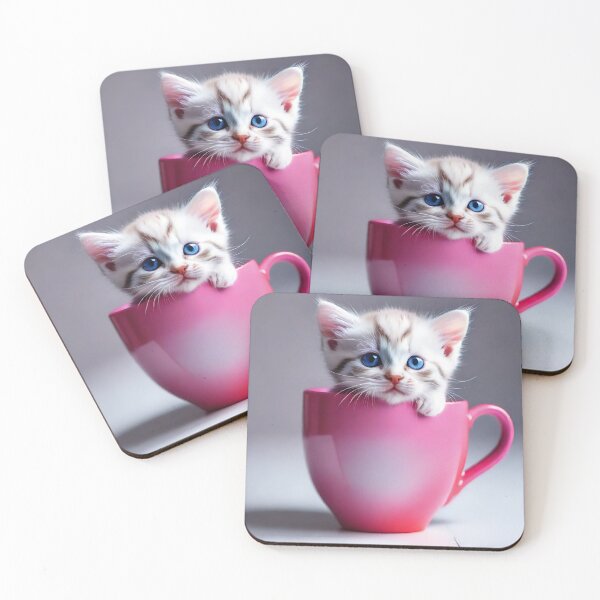 Item preview, Tiny Kitten In A Pink Cup designed and sold by KaiLabsArt.