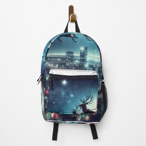 Item preview, "Starry Night Delivery: Santa Riding Reindeer Over Cityscape" designed and sold by Huycao211.