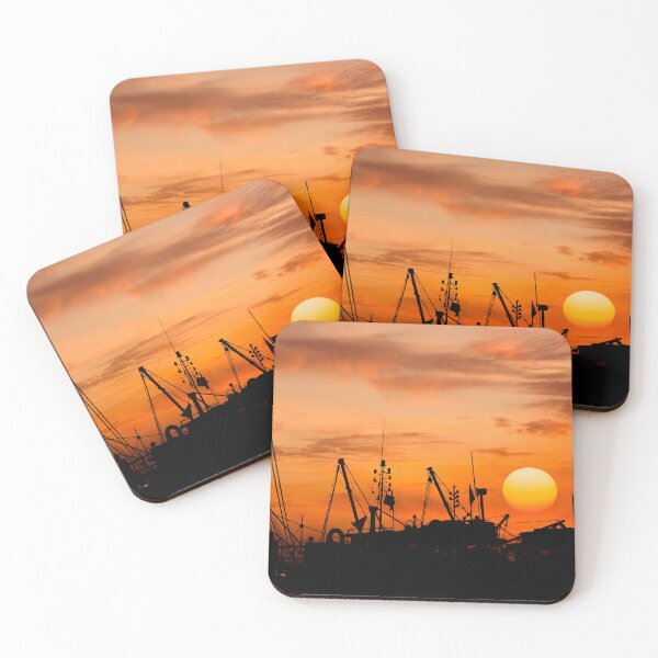 Item preview, A magnificent sunset and the silhouette of the boats in the harbor designed and sold by fotoryum.