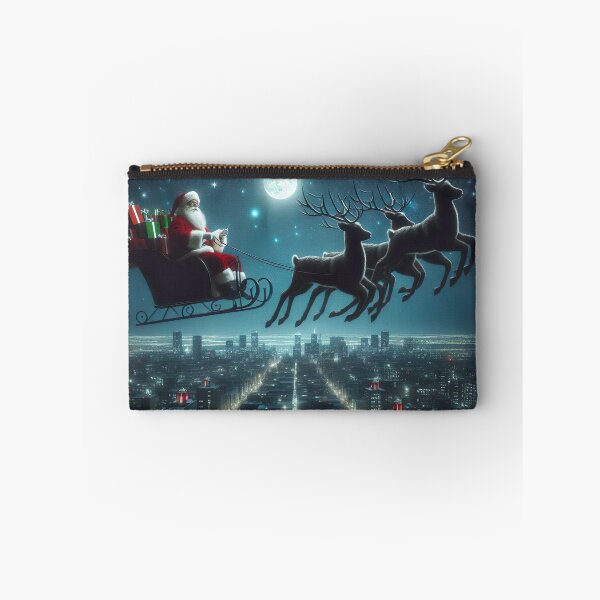 Item preview, "Starry Night Delivery: Santa Riding Reindeer Over Cityscape" designed and sold by Huycao211.