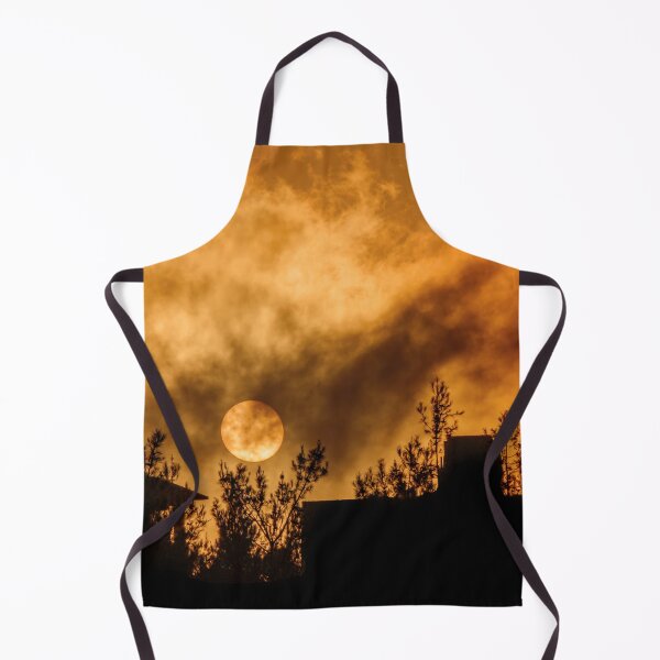 Item preview, Silhouette of houses and trees at sad and smoky sunset designed and sold by fotoryum.
