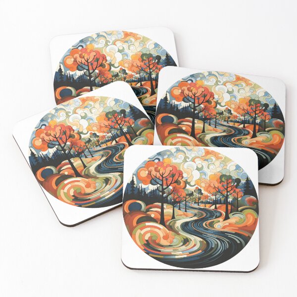 Item preview, Fate, a winding road with houses, trees, grass, fantasy style, orphism, bright colors. designed and sold by DeepDrop Studio.