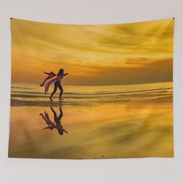 Item preview, A ballerina running towards freedom in a peaceful sunset designed and sold by fotoryum.