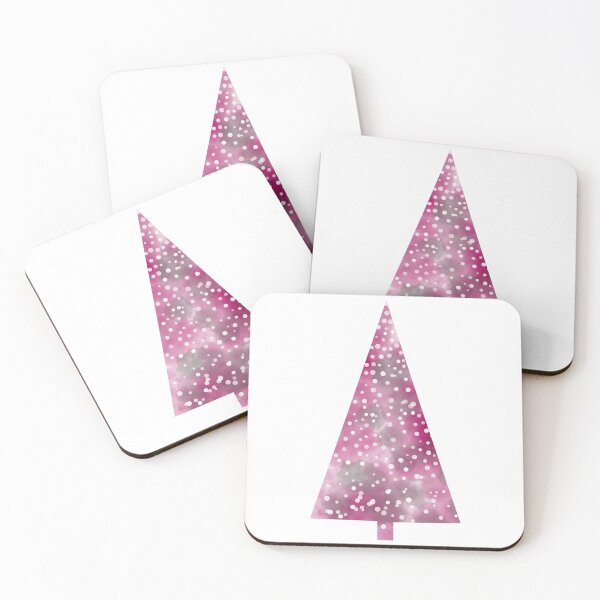Item preview, Watercolor Christmas Tree covered in snow, dark colors, delicate grey and magenta. designed and sold by My-fake-places.