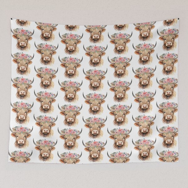 Item preview, Baby Highland calf in wildflowers designed and sold by LionessLove.