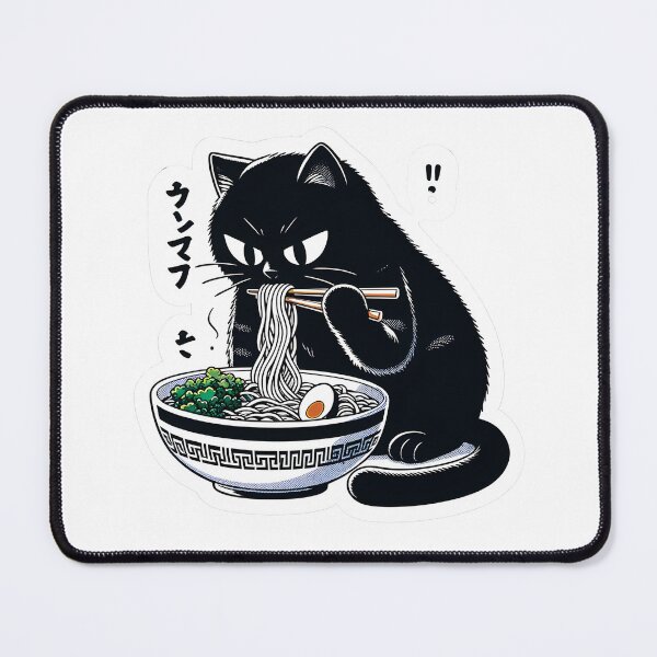 Item preview, Kawaii Vintage Style Japenese Ramen Cat in Ramen Bowl,Cute cat eating ramen  designed and sold by Inno-Ink.