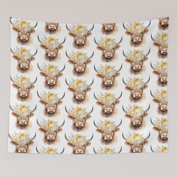 Item preview, Highland Cow in the flower field designed and sold by LionessLove.