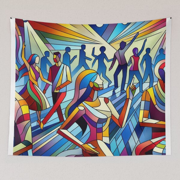 Item preview, Dancing Girl at the disco: Cubist Pixel Groove: Vibrant Disco Fusion with Stylized Dance designed and sold by Arte Cartoon From TagTeam Group.