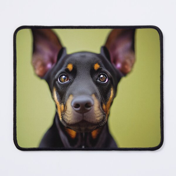 Item preview, Ears Up! cute dobermann puppy portrait designed and sold by EmeraldeaArt.