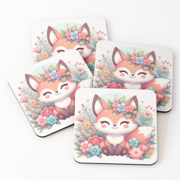 Item preview, Kawaii fox and flowers designed and sold by Oz64.
