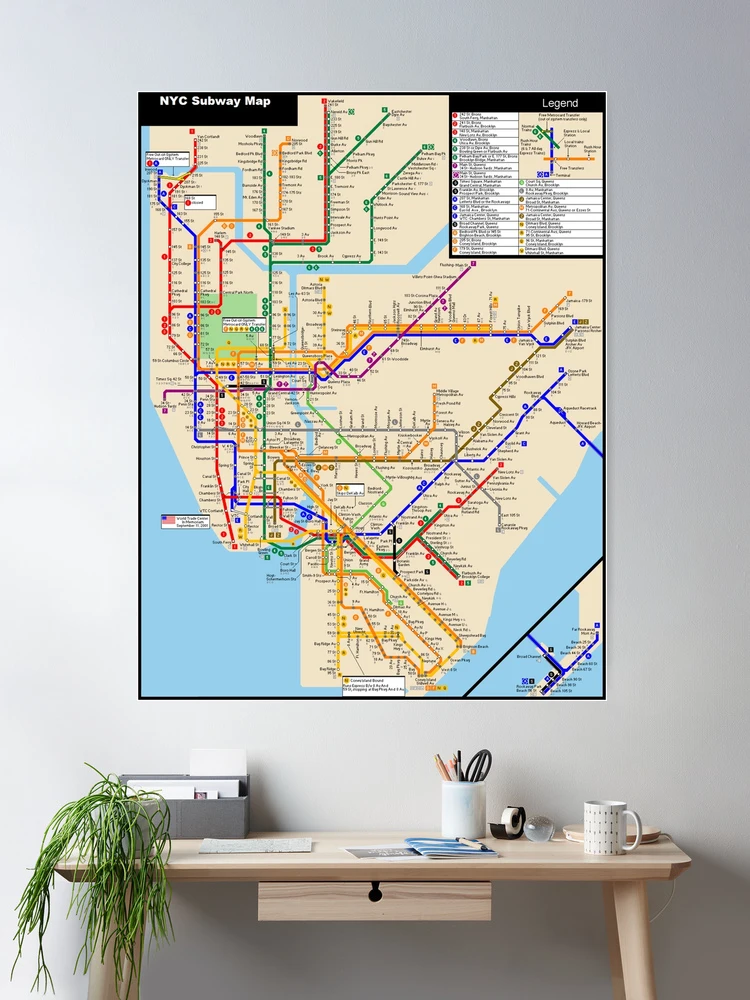 絵画 DART SUBWAY MAP POSTER Amazon.com: New York City Subway Map 1979-16x20 Unframed Art
