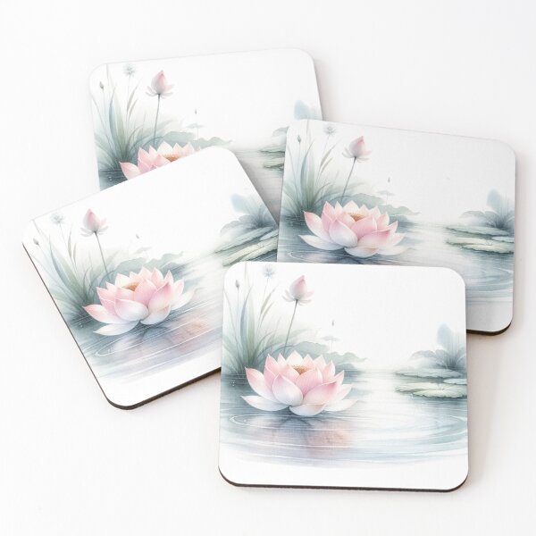 Item preview, A lotus flower in a pond, watercolors the softness and tranquility of the setting designed and sold by KandaShopTH.