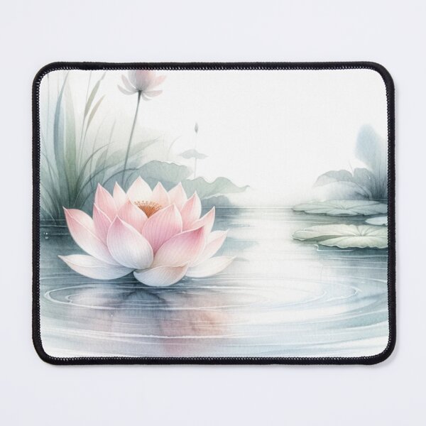 Item preview, A lotus flower in a pond, watercolors the softness and tranquility of the setting designed and sold by KandaShopTH.