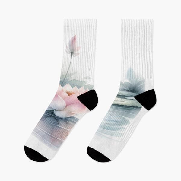 Item preview, A lotus flower in a pond, watercolors the softness and tranquility of the setting designed and sold by KandaShopTH.