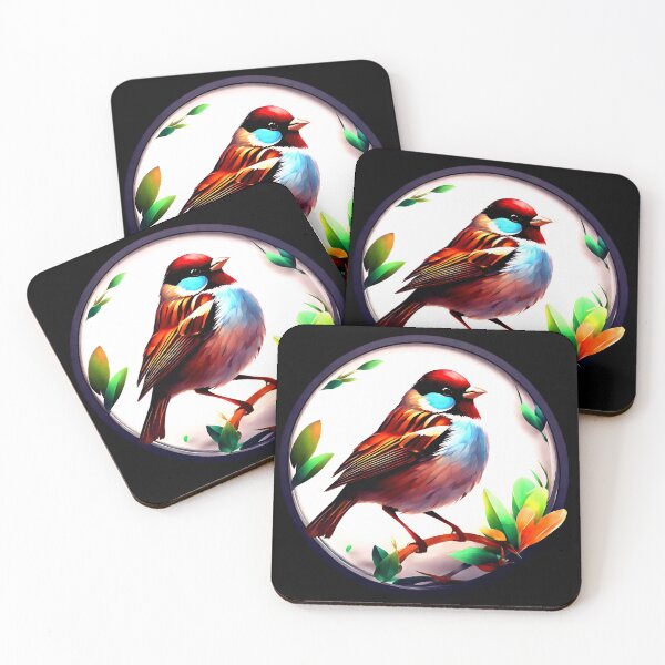 Item preview, A Sparrow on a Branch Surrounded by Flowers designed and sold by Aquillashop.