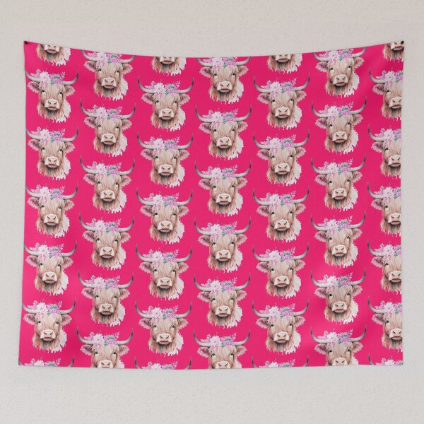 Item preview, Highland Cow Soft Wild Flowers Boho designed and sold by LionessLove.