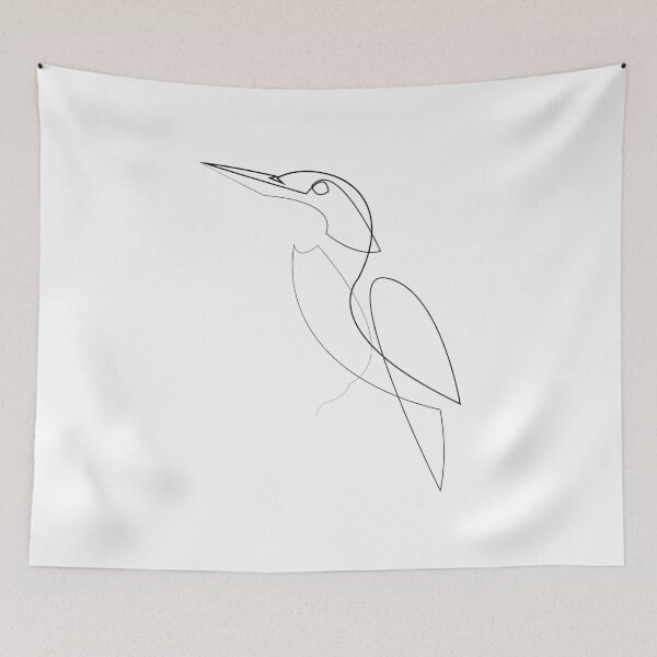 Item preview, Kingfisher - one line bird designed and sold by addillum.