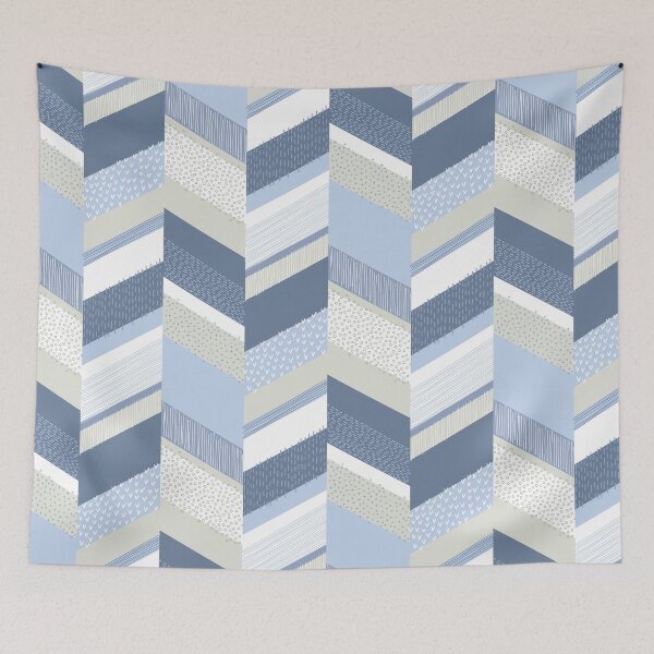 Item preview, Chevron with Textures / Denim Blue and Gray designed and sold by Markéta Stengl.