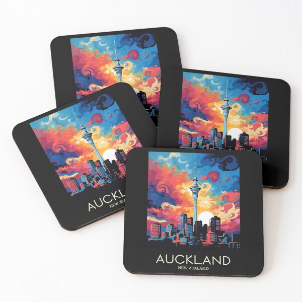 Aperçu de l'œuvre A Pop Art Travel Print of Auckland - New Zealand créée et vendue par StudioRedKoala.