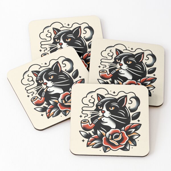 Item preview, Smoking Cat Tattoo Design designed and sold by GiovanniConti.