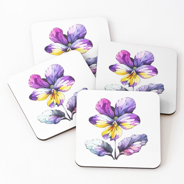 Item preview, watercolor illustrations of a stylized Bird's Foot Violet designed and sold by KandaShopTH.