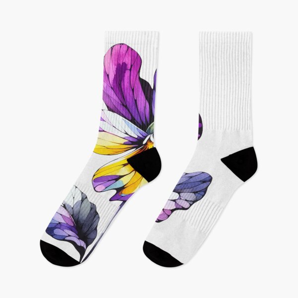 Item preview, watercolor illustrations of a stylized Bird's Foot Violet designed and sold by KandaShopTH.