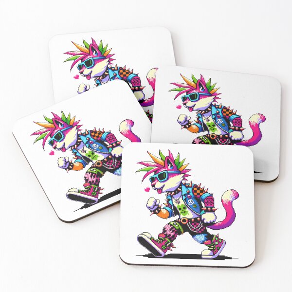 Item preview, Retro Punk Feline: Pixel Heart & Edgy Style designed and sold by PixelPunkster.